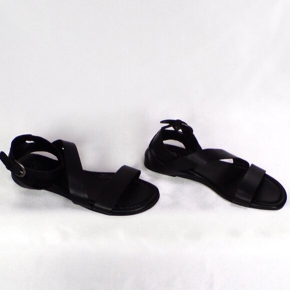 FRANCO SARTO size7M GUSTAR black flat-heel sandals leather uppers bal. synth. - Picture 3 of 16